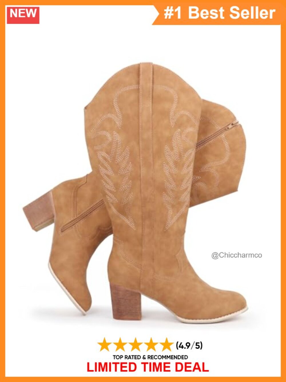 Extra Wide Calf Cowboy Boots Embroidered Western Knee High Boots
